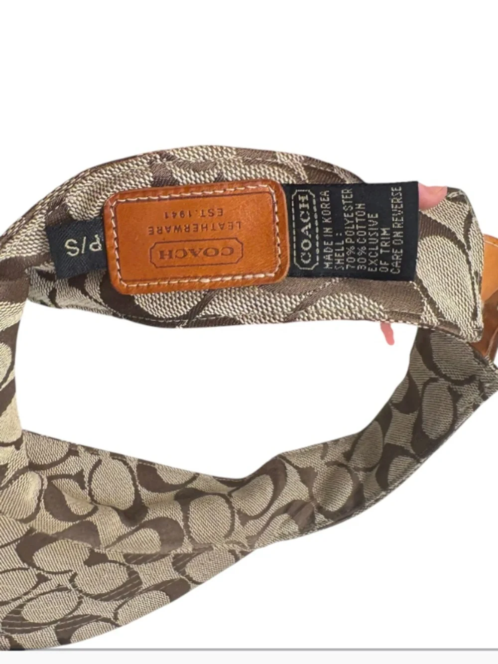 Coach vintage y2k brown khaki signature mini c visor sun hat